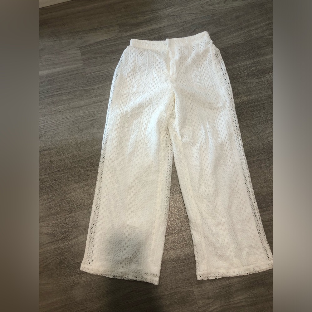 New Marled Brand Crochet/ lace Trousers/ resort pants/ dress pants in white S